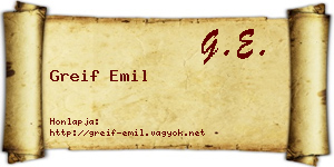Greif Emil névjegykártya